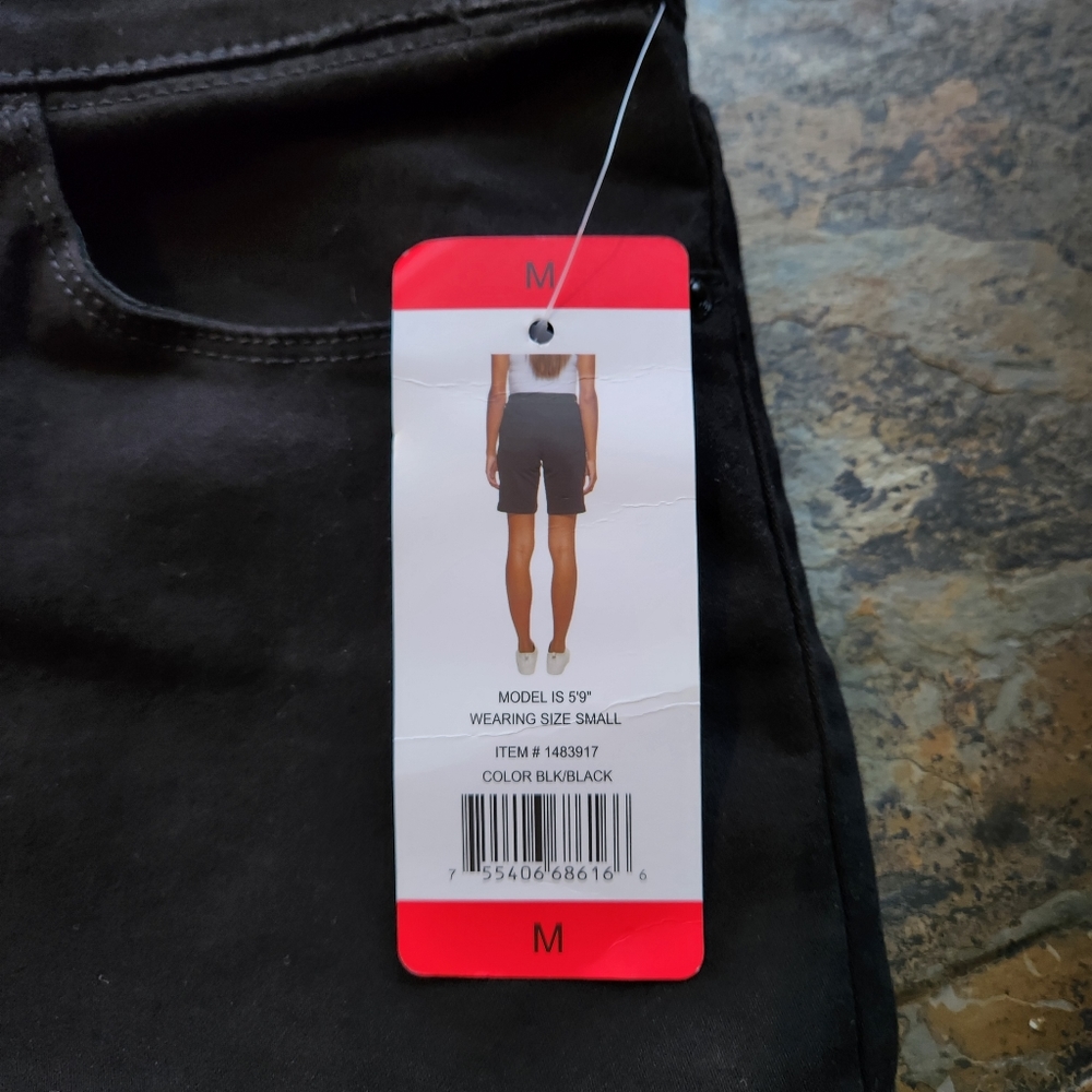 NWT DKNY Black Stretch Shorts (Medium) - Picture 6 of 6